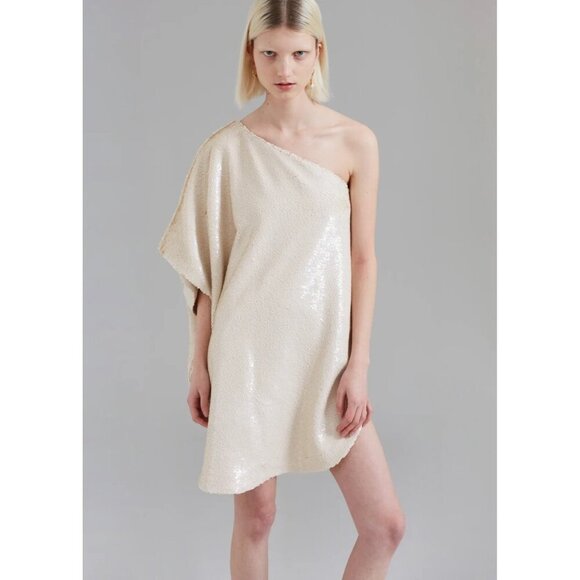 The Frankie Shop - Gloria One-shoulder Sequined Tulle Mini Dress L - Picture 3 of 10